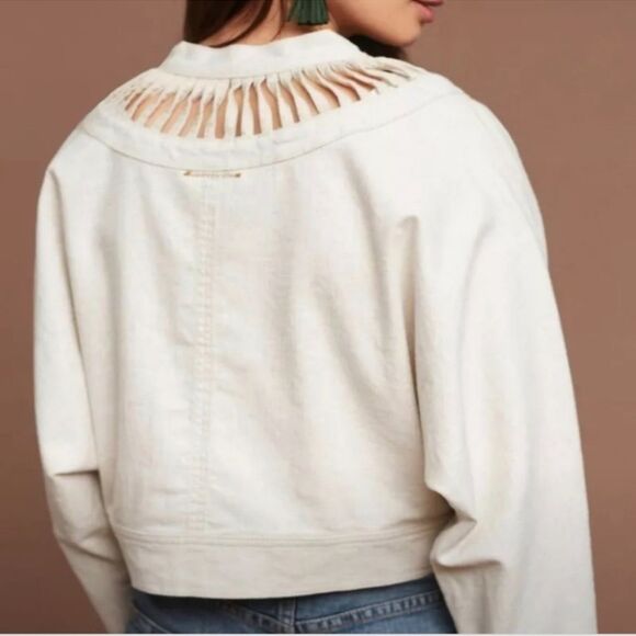 Anthropologie Hei Hei Ladder Linen Cut Out Jacket Size M/L - Picture 2 of 16